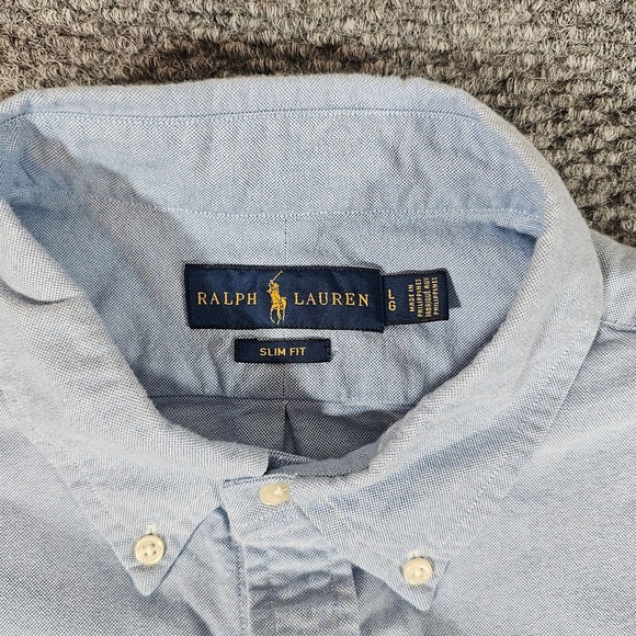 Ralph Lauren Oxford Shirt Slim Fit Long Sleeve Button Down Light Blue L - Picture 3 of 8